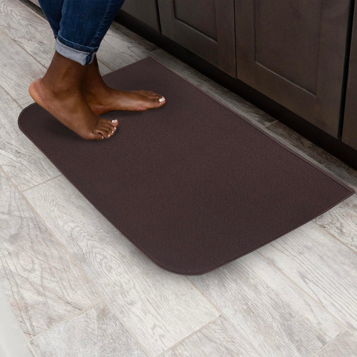 Ritz Solid Accent Rug: 18" x 30" Stain Resistant Kitchen or Living Room Floor Mat, Latex Backing, Machine Washable, Red