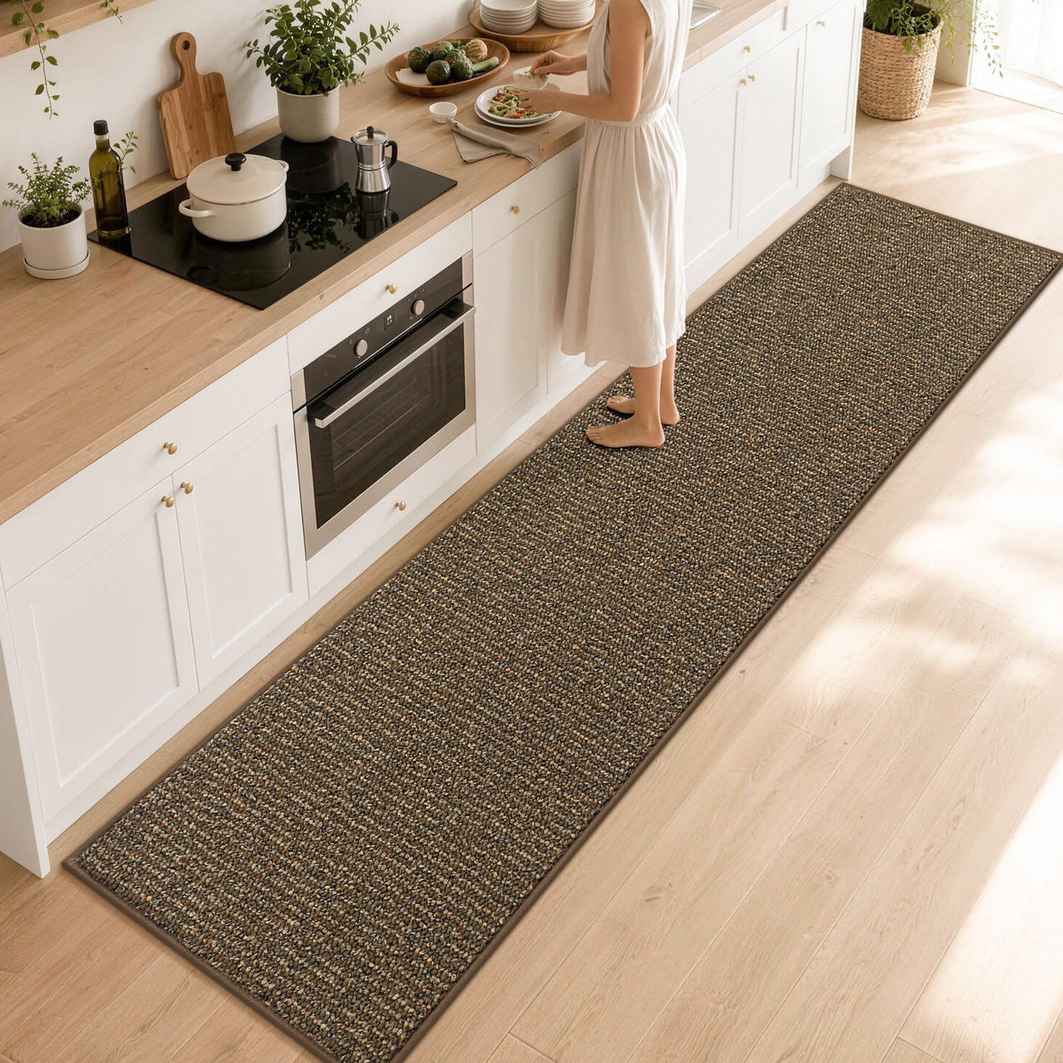 BEQHAUSE Kitchen Rugs 32"x48", Non-Slip Kitchen Mats for Floor, Taupe
