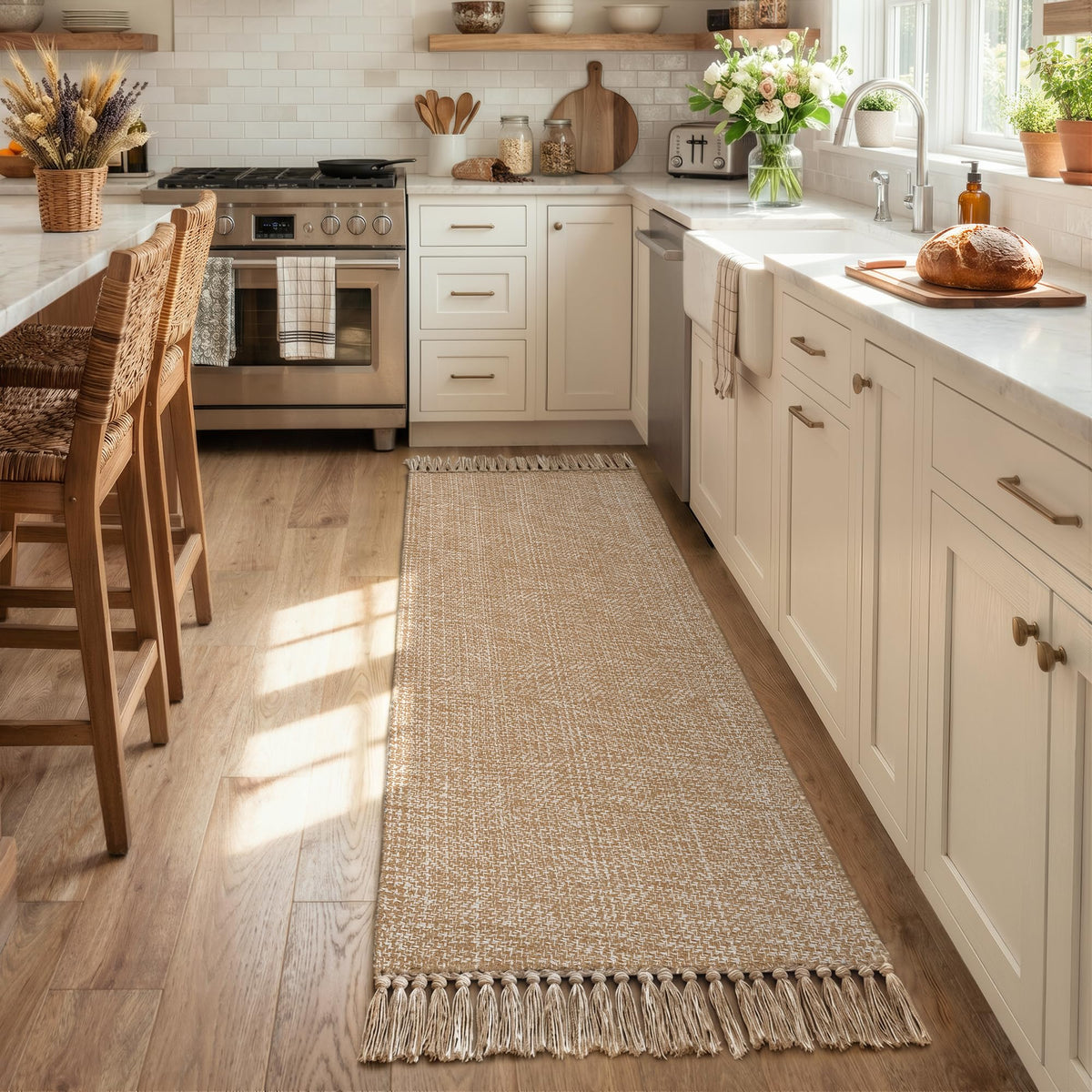 Collive Bathroom Runner Rug, 2' x 5' Modern Farmhouse Kitchen Rugs
