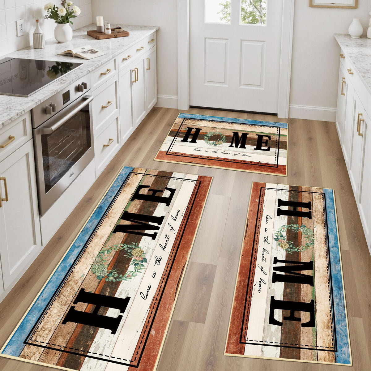 Kitchen Rugs Non Slip Washable Farmhouse Kitchen Mats for Floor, Rustic