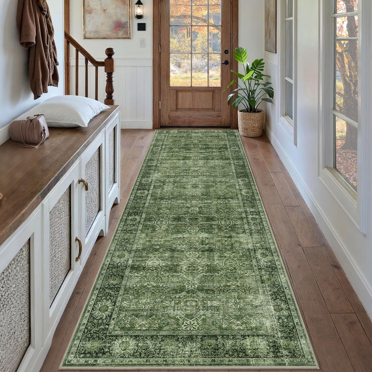 2x3 Washable Rug Beige Vintage Rugs for Entryway Kitchen