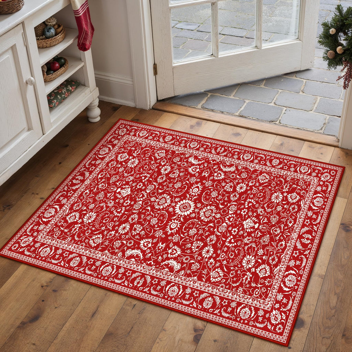 HUGEAR 2x6 Brown Vintage Floral Washable Runner Rug for Hallway