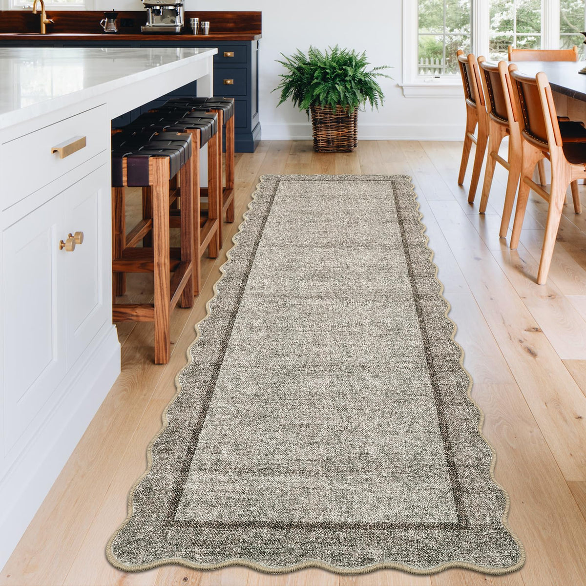 GarveeHome Scalloped Washable Runner Rug 2x6 Non Slip Kitchen Rugs