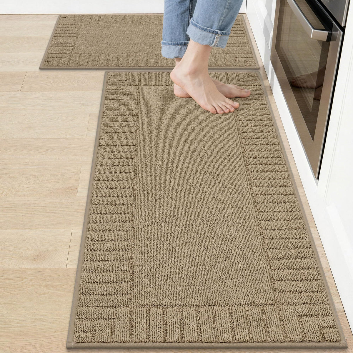 BEQHAUSE Kitchen Rugs 20"x30", Non Slip Washable Kitchen Floor Mat, Grey
