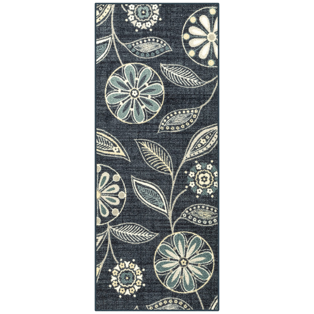 Maples Rugs Reggie Bohemian Floral Print Kitchen Rug, 2'6 x 3'10, Dark Grey
