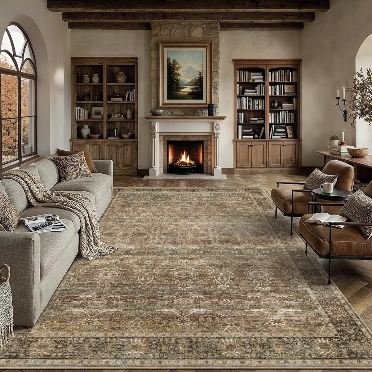 2x3 Washable Rug Beige Vintage Rugs for Entryway Kitchen