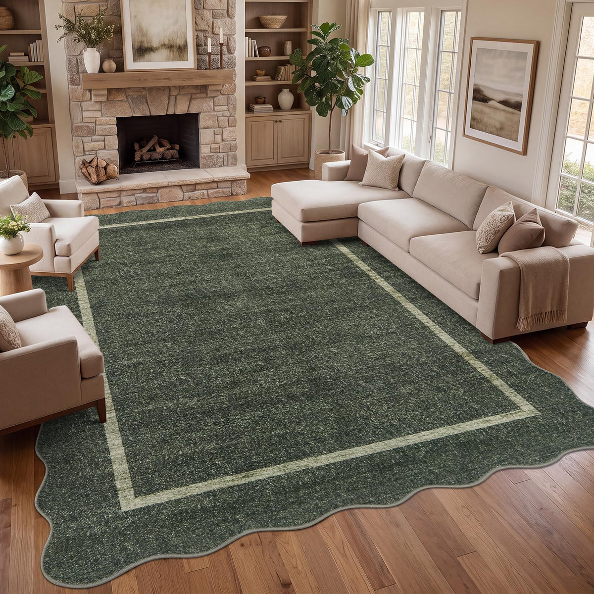 GarveeHome Scalloped Washable Runner Rug 2x6 Non Slip Kitchen Rugs