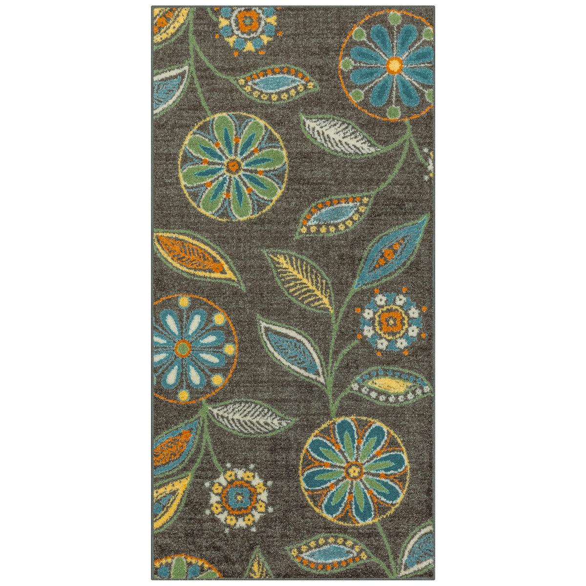Maples Rugs Reggie Bohemian Floral Print Kitchen Rug, 2'6 x 3'10, Dark Grey