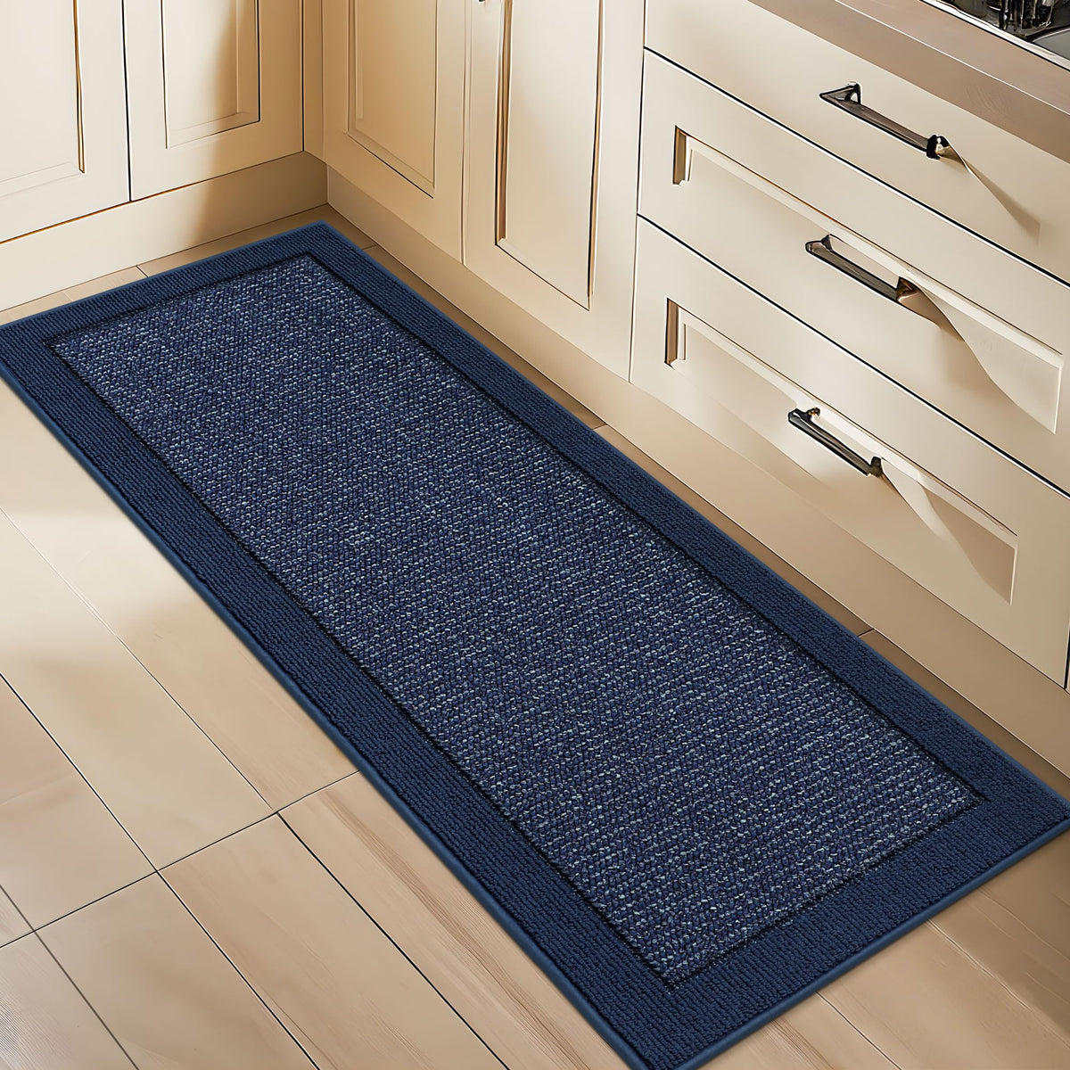 BEQHAUSE Kitchen Rugs Set of 2, Non Slip Washable, 24"x36"+24"x60", Black