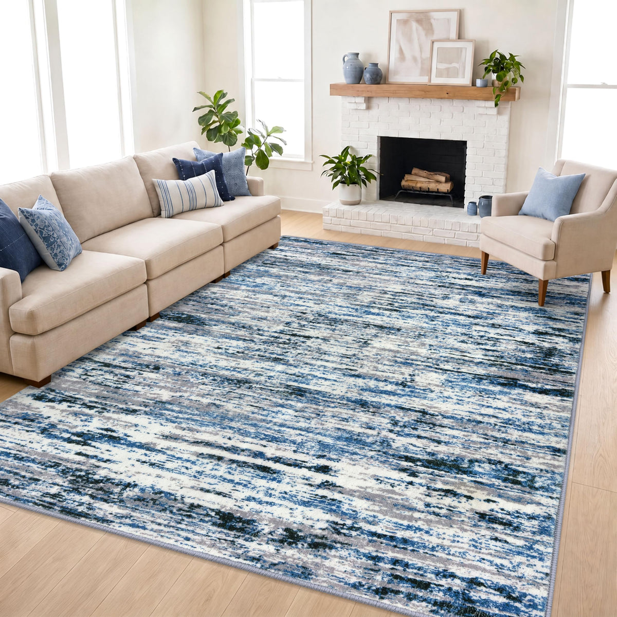Lansny Modern Abstract 2x5 Runner Rug Non Slip Washable Kitchen Rugs