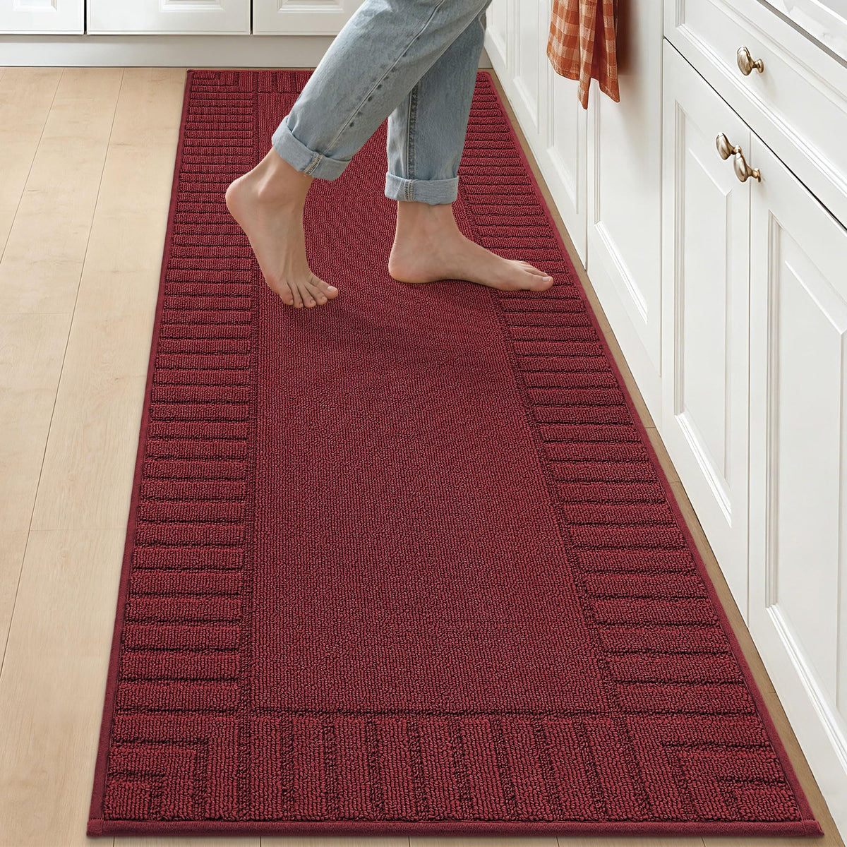 BEQHAUSE Kitchen Rugs 20"x30", Non Slip Washable Kitchen Floor Mat, Grey