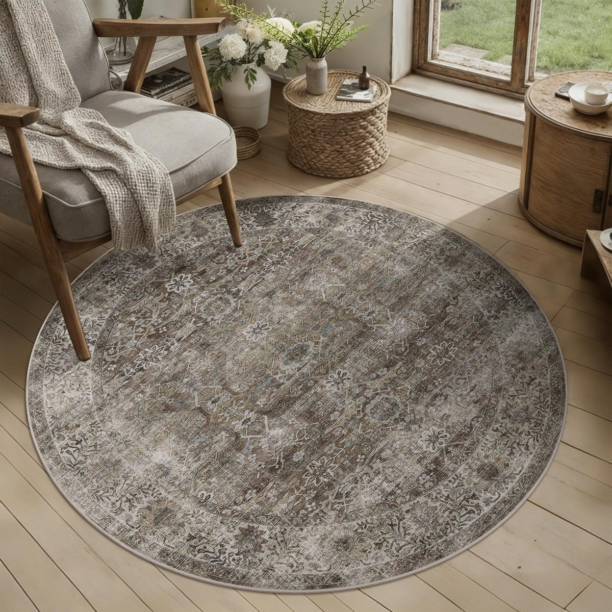 2x3 Washable Rug Beige Vintage Rugs for Entryway Kitchen