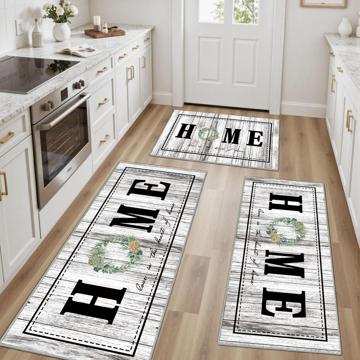 Kitchen Rugs Non Slip Washable Farmhouse Kitchen Mats for Floor, Rustic