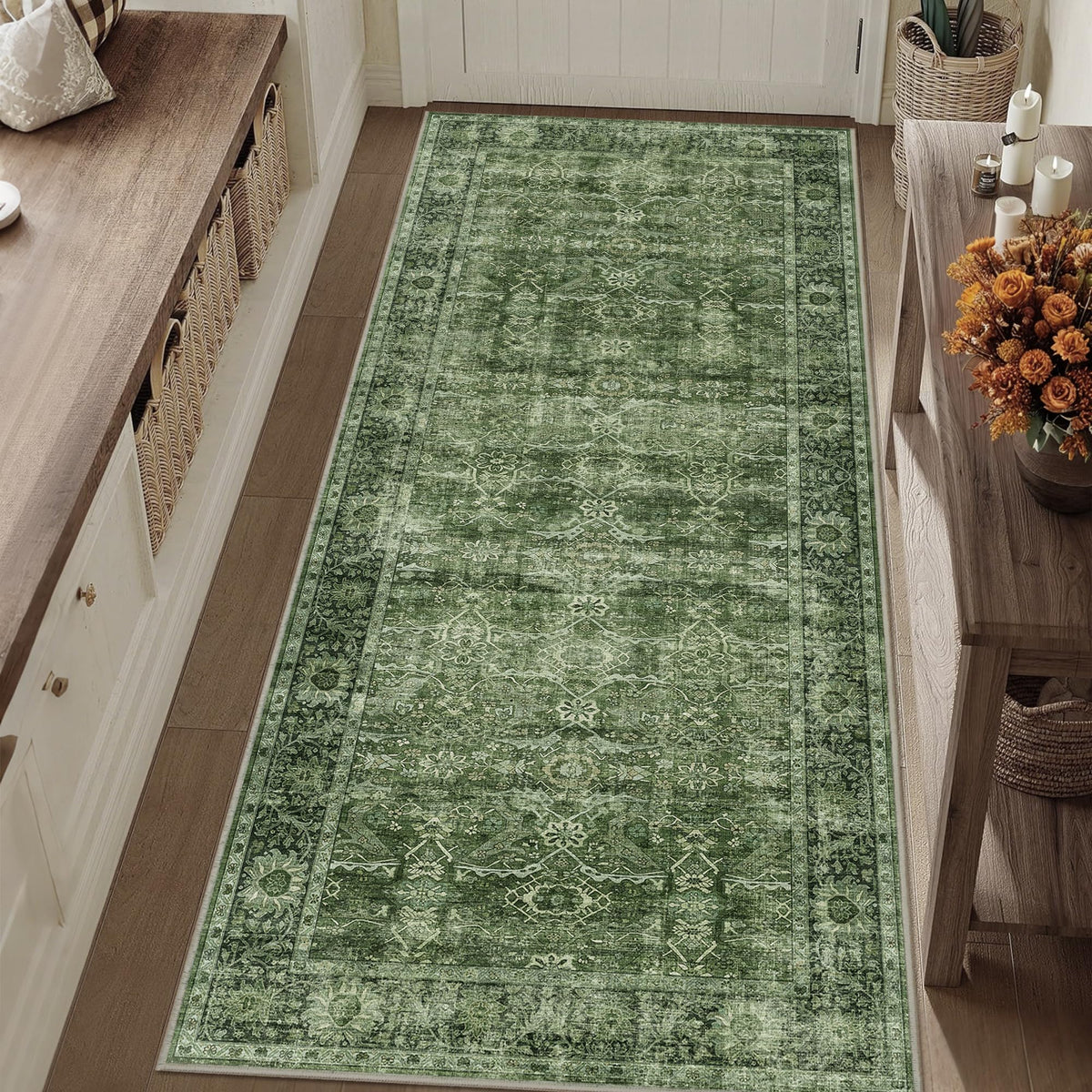 2x3 Washable Rug Beige Vintage Rugs for Entryway Kitchen