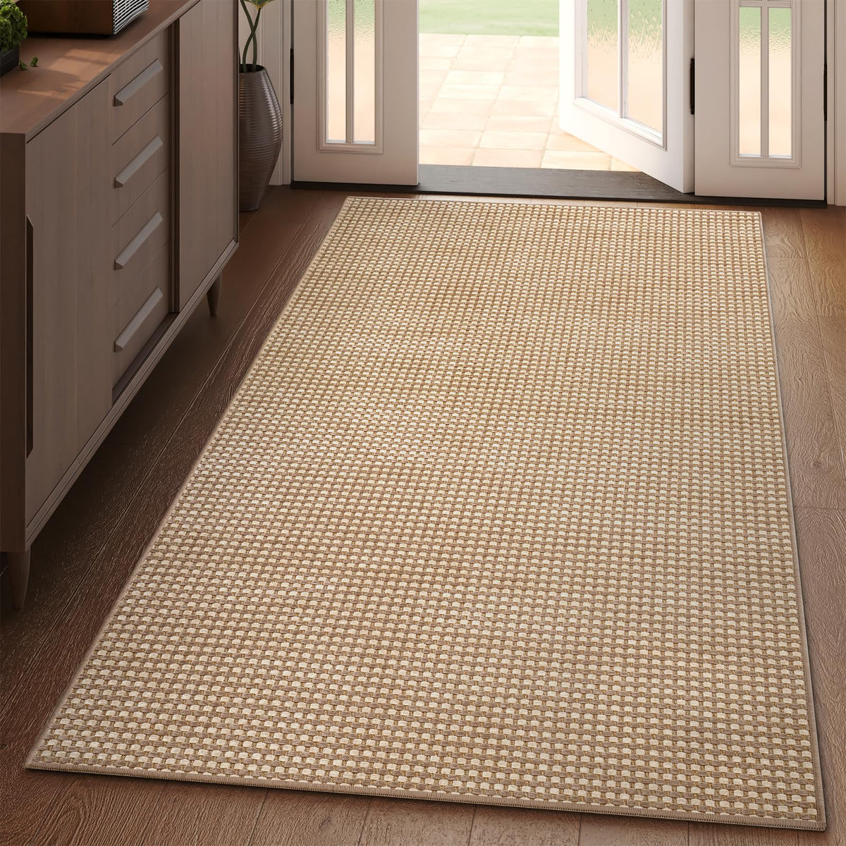 YDKGL 2x6 ft Low Pile Kitchen Runner Mat, Non Slip Washable, Brown