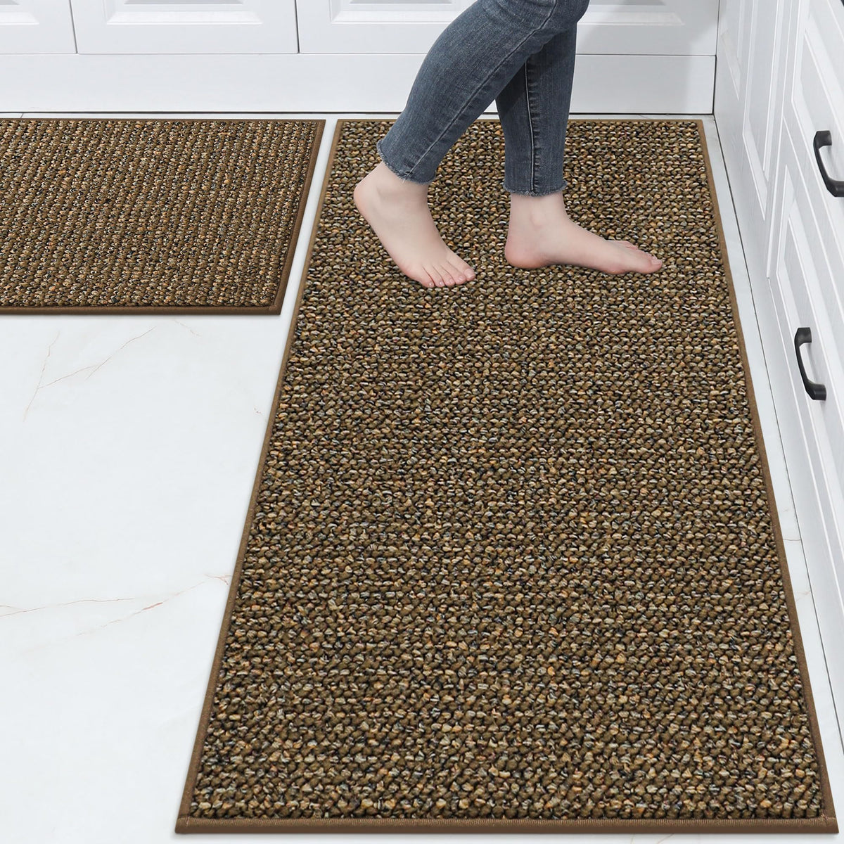 BEQHAUSE Kitchen Rugs 32"x48", Non-Slip Kitchen Mats for Floor, Taupe