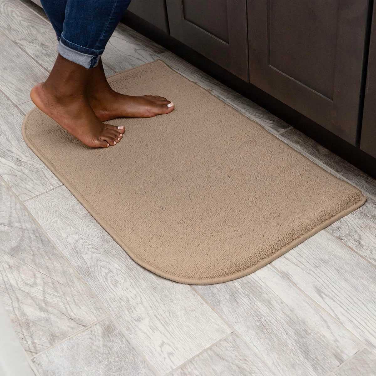 Ritz Solid Accent Rug: 18" x 30" Stain Resistant Kitchen or Living Room Floor Mat, Latex Backing, Machine Washable, Red