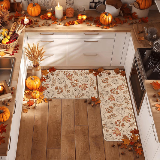Artoid Mode Pumpkins Fall Kitchen Mats Set of 2-17x29+17x47