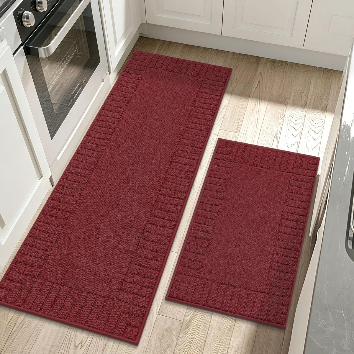 BEQHAUSE Kitchen Rugs 20"x30", Non Slip Washable Kitchen Floor Mat, Grey