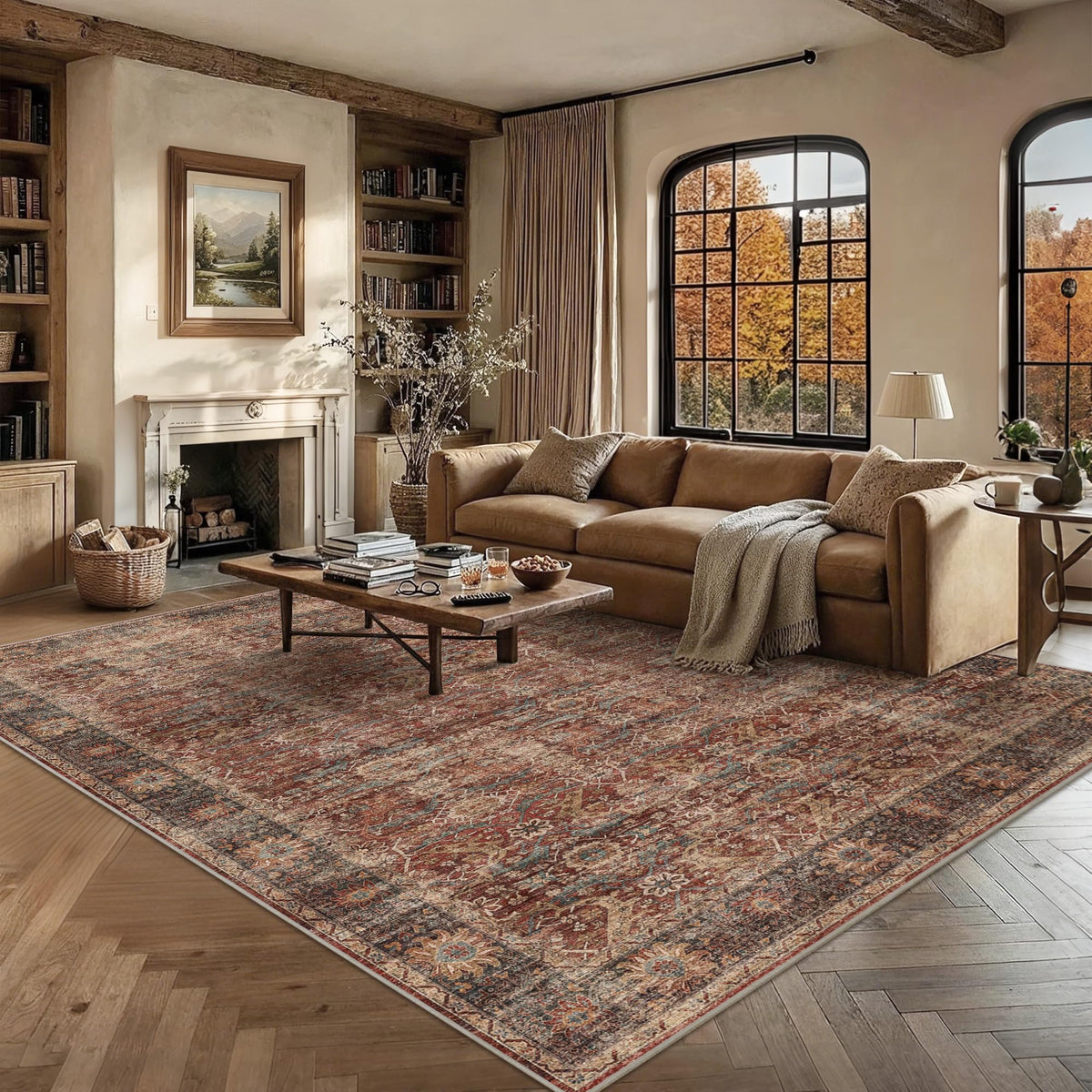 2x3 Washable Rug Beige Vintage Rugs for Entryway Kitchen
