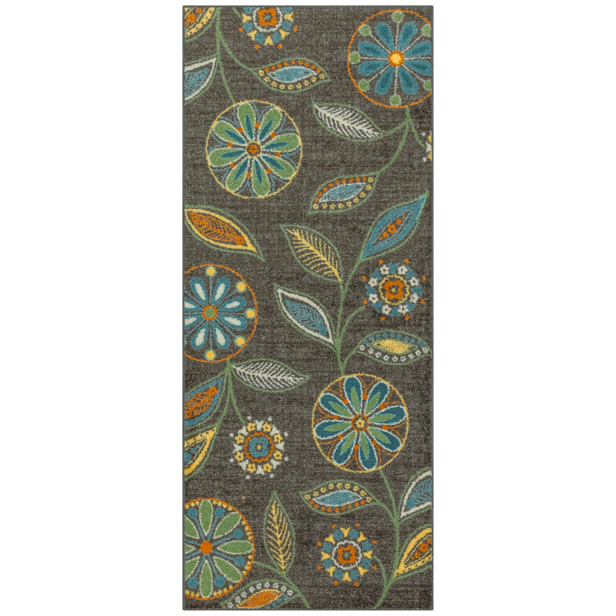 Maples Rugs Reggie Bohemian Floral Print Kitchen Rug, 2'6 x 3'10, Dark Grey
