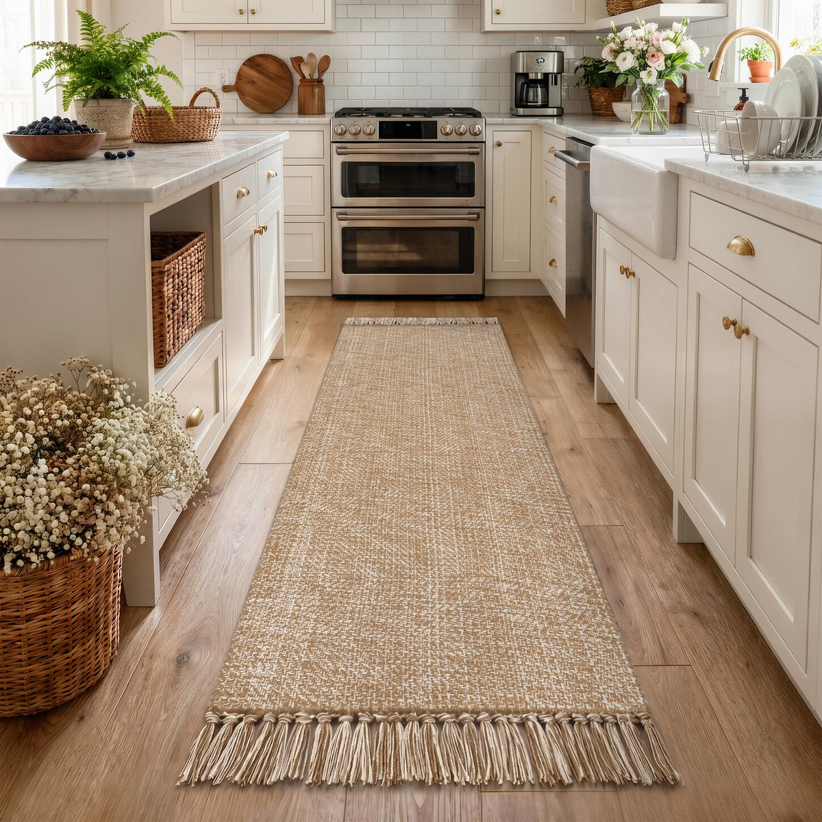 Collive Bathroom Runner Rug, 2' x 5' Modern Farmhouse Kitchen Rugs