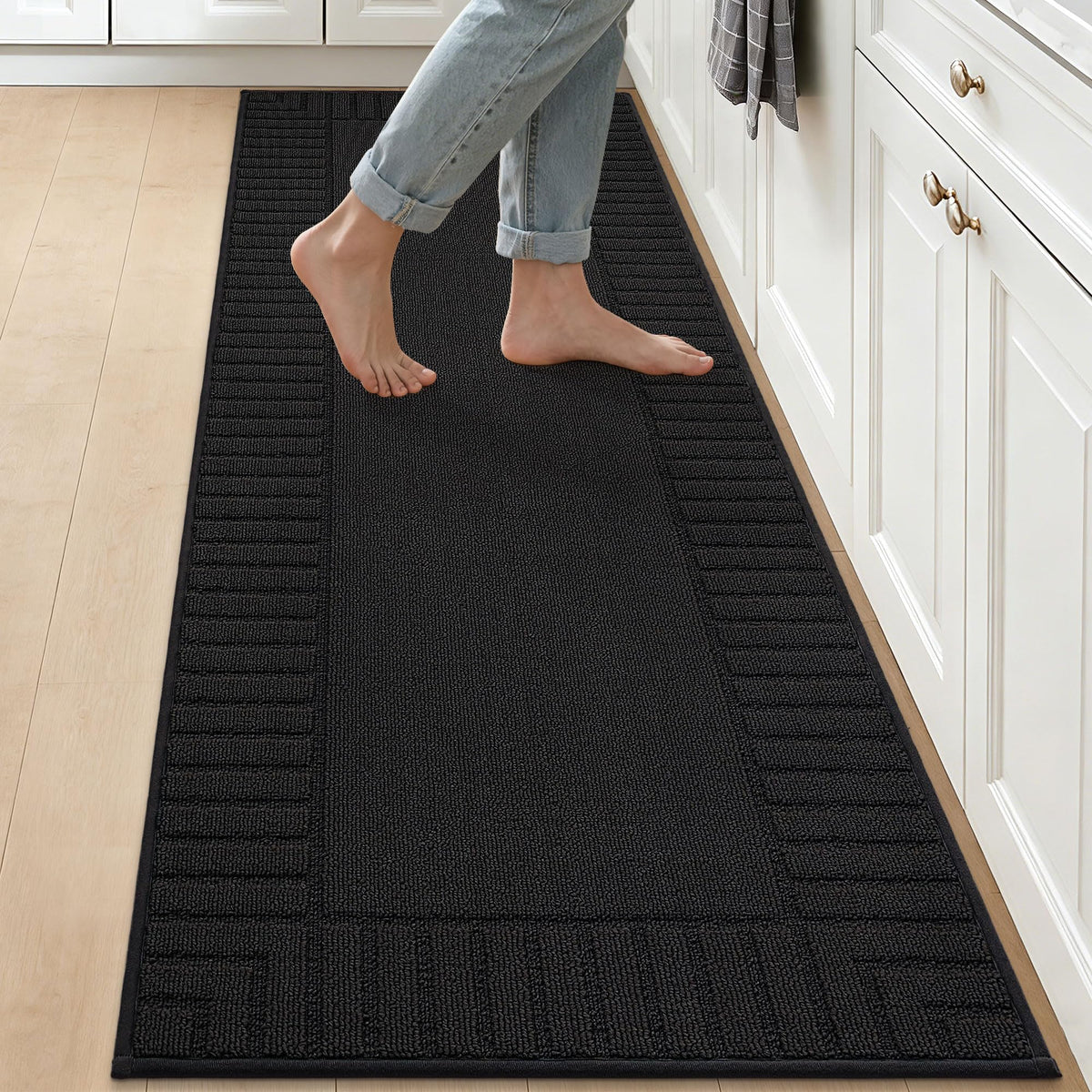 BEQHAUSE Kitchen Rugs 20"x30", Non Slip Washable Kitchen Floor Mat, Grey