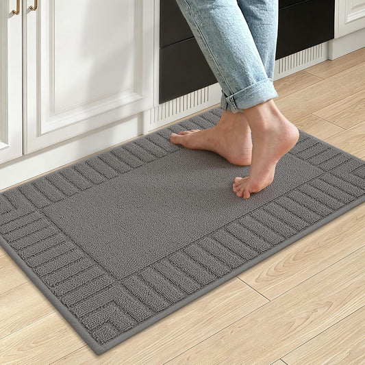 BEQHAUSE Kitchen Rugs 20"x30", Non Slip Washable Kitchen Floor Mat, Grey