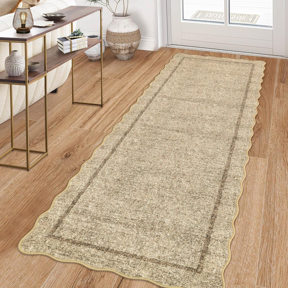 GarveeHome Scalloped Washable Runner Rug 2x6 Non Slip Kitchen Rugs