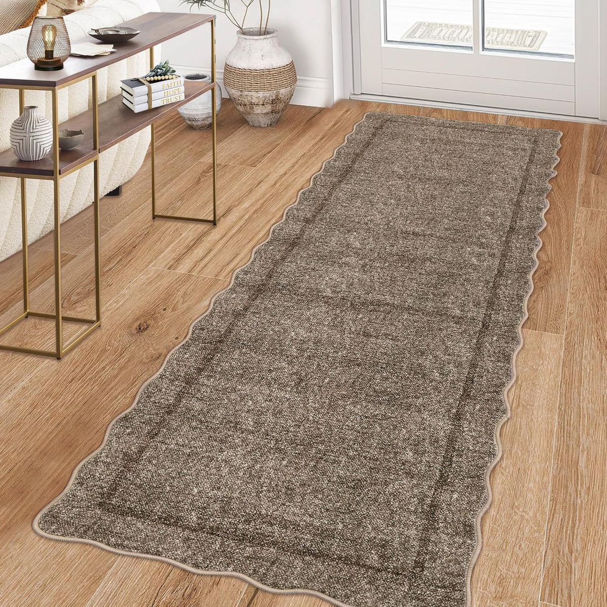 GarveeHome Scalloped Washable Runner Rug 2x6 Non Slip Kitchen Rugs