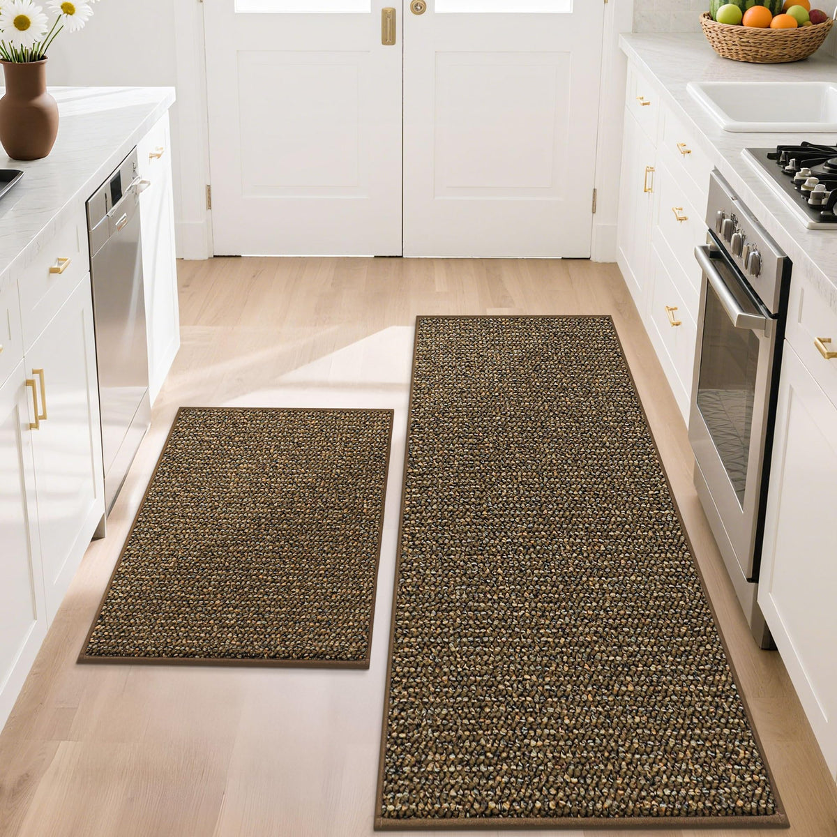 BEQHAUSE Kitchen Rugs 32"x48", Non-Slip Kitchen Mats for Floor, Taupe