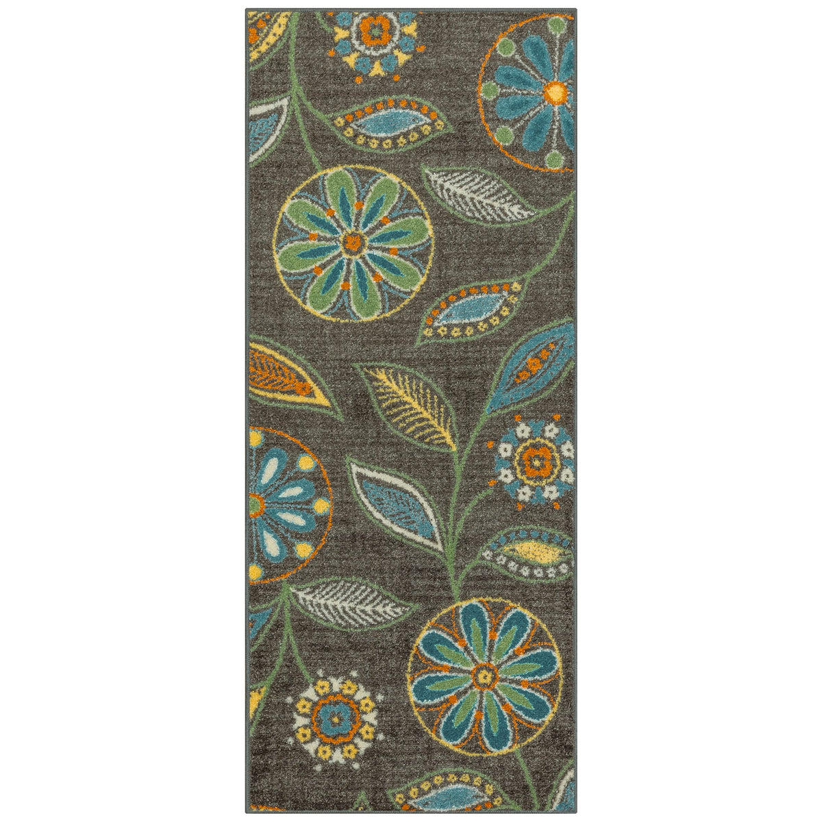 Maples Rugs Reggie Bohemian Floral Print Kitchen Rug, 2'6 x 3'10, Dark Grey