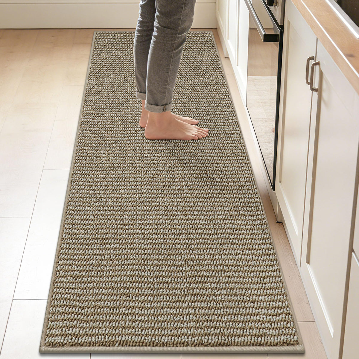 BEQHAUSE Kitchen Rugs 32"x48", Non-Slip Kitchen Mats for Floor, Taupe