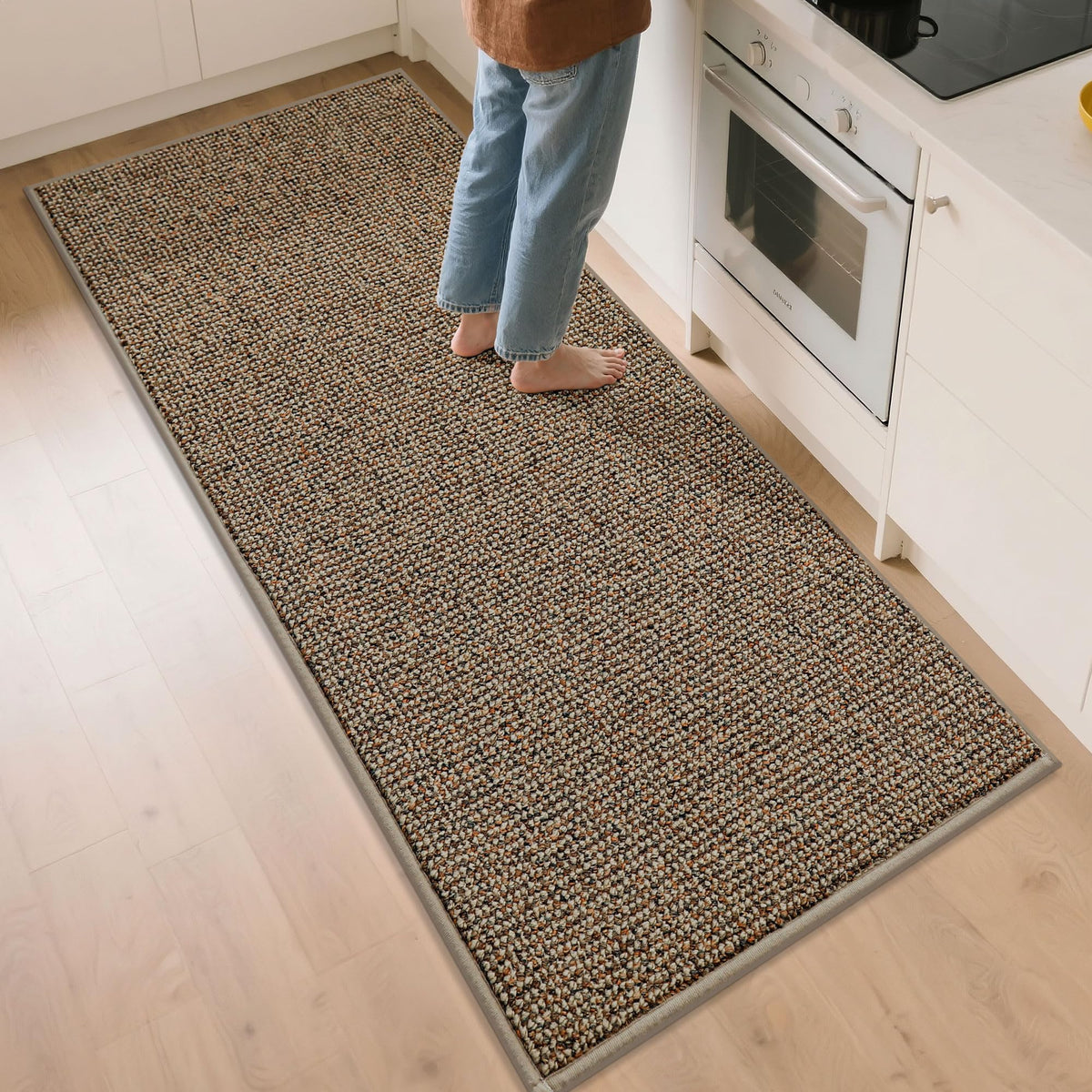 BEQHAUSE Kitchen Rugs 32"x48", Non-Slip Kitchen Mats for Floor, Taupe