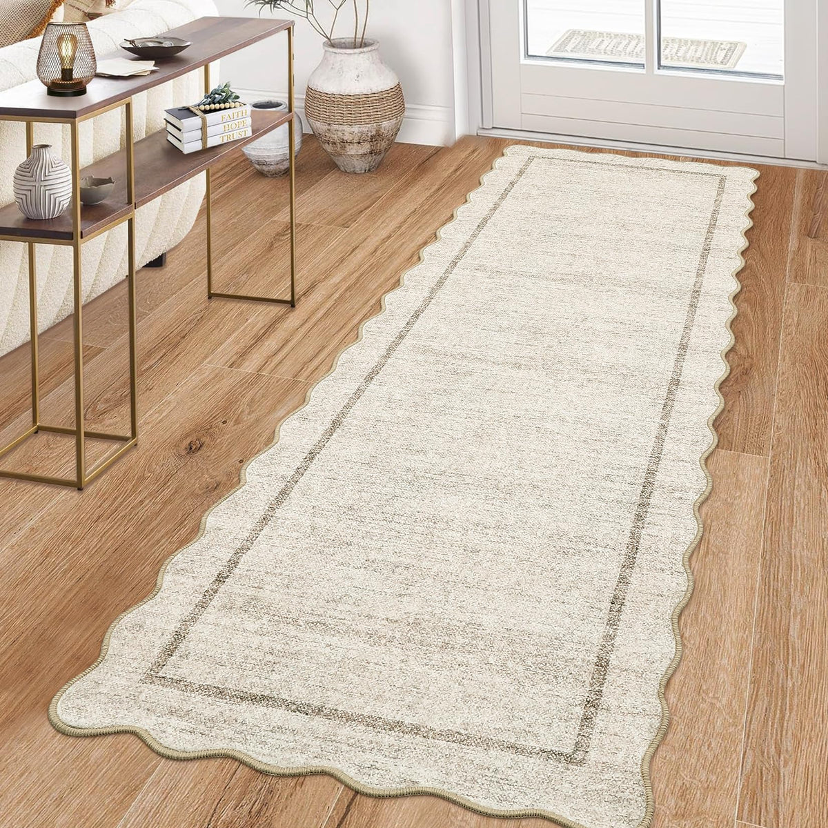 GarveeHome Scalloped Washable Runner Rug 2x6 Non Slip Kitchen Rugs