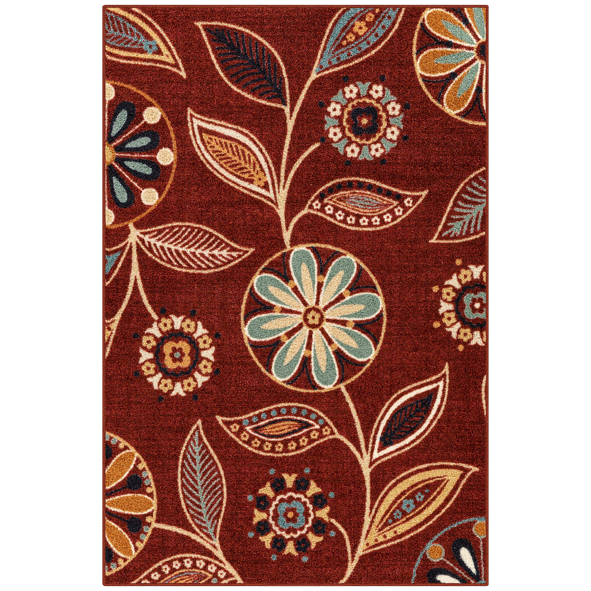 Maples Rugs Reggie Bohemian Floral Print Kitchen Rug, 2'6 x 3'10, Dark Grey