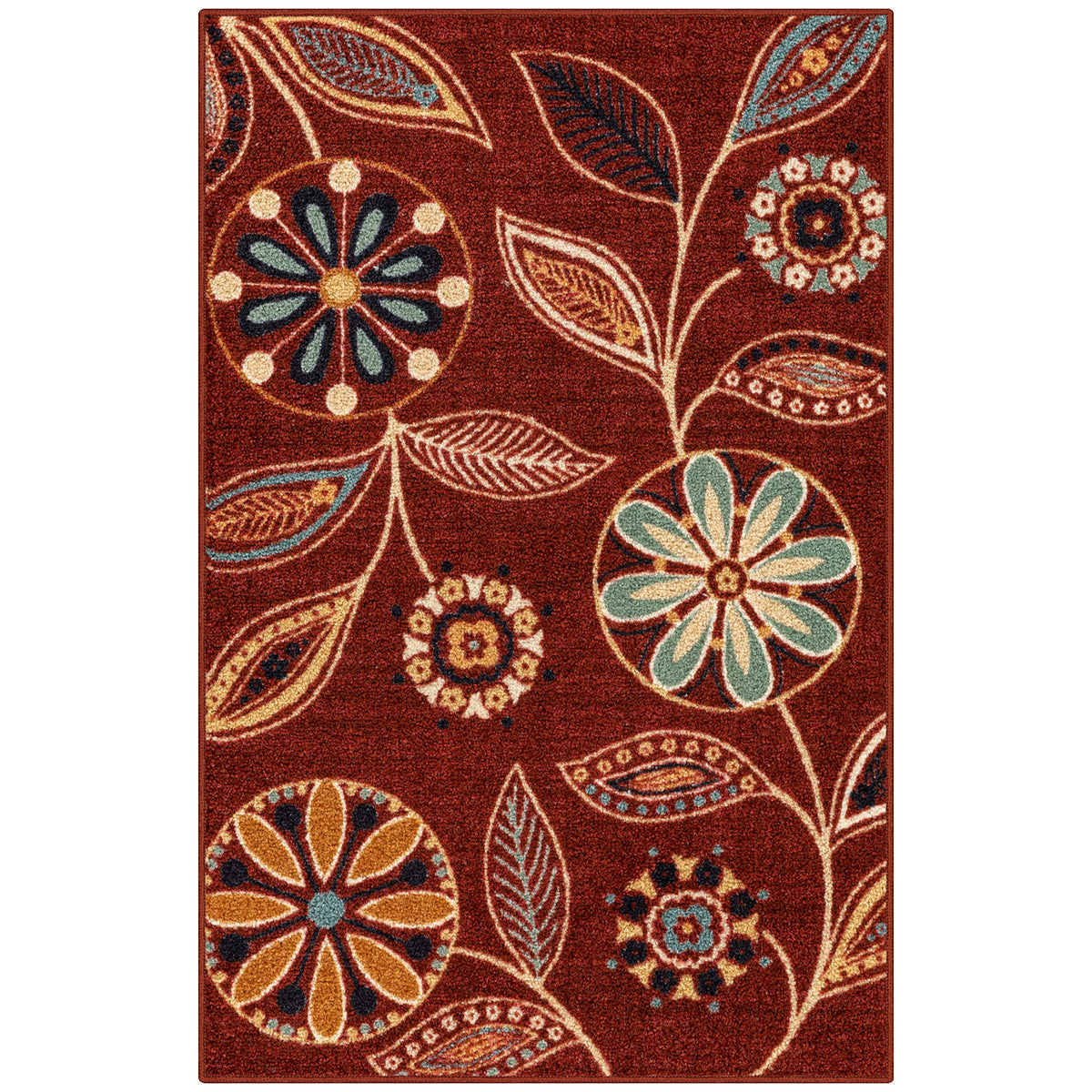 Maples Rugs Reggie Bohemian Floral Print Kitchen Rug, 2'6 x 3'10, Dark Grey