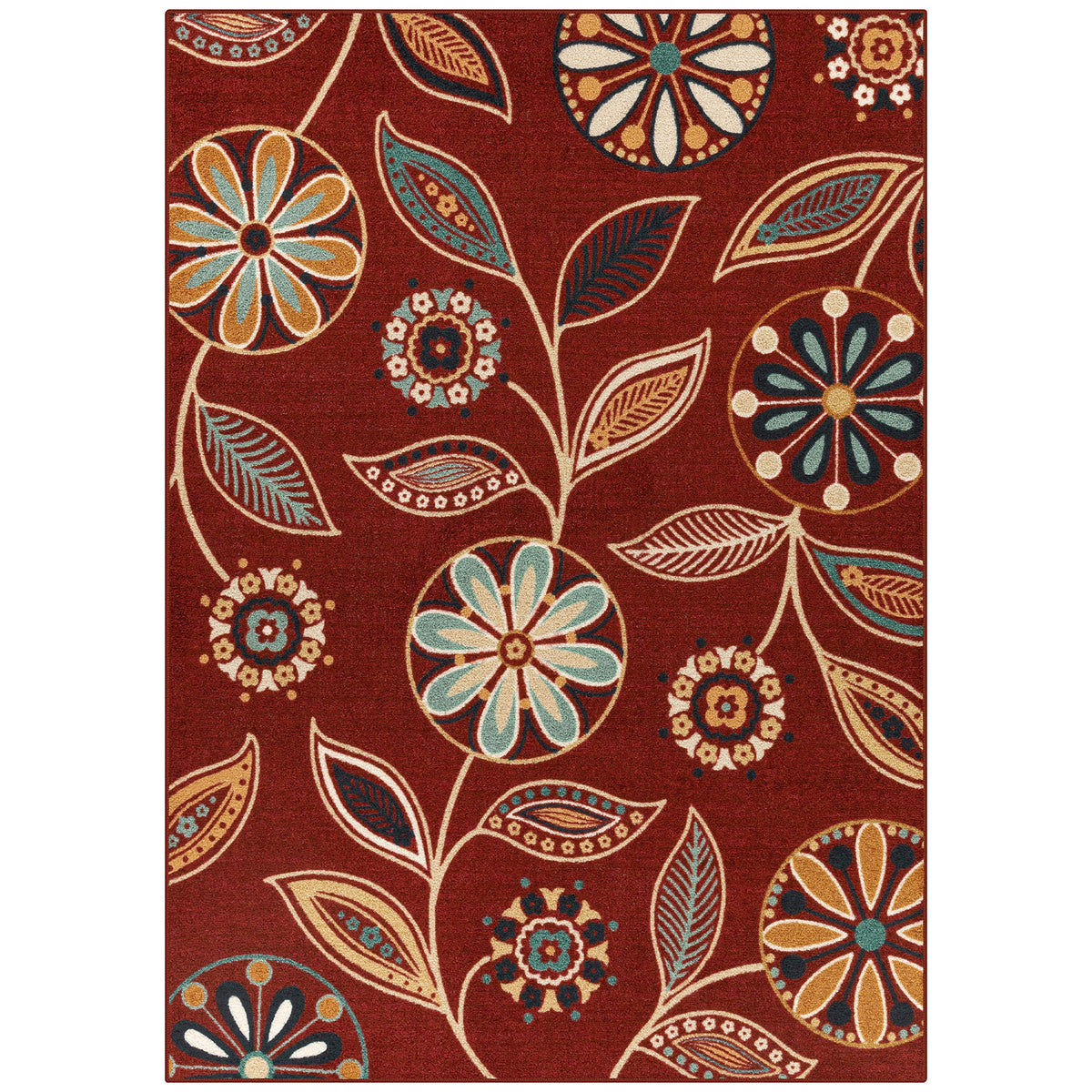 Maples Rugs Reggie Bohemian Floral Print Kitchen Rug, 2'6 x 3'10, Dark Grey